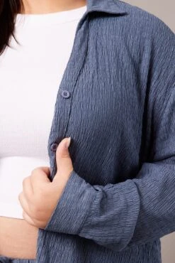 Blue Textured Shirt Long Sleeve -You And All Fashion Store cwc11466ahx 47r slate 6