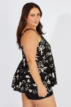 Black Abstract Tiered Top Sleeveless -You And All Fashion Store cwc1156d 47rb abstract 4