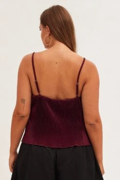 Red Plisse Top Sleeveless -You And All Fashion Store cwc1213 33rb wine 5