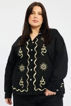 Black Relaxed Shirt Long Sleeve