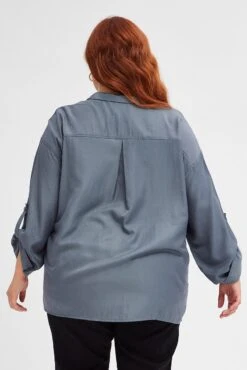 Grey Relaxed Shirt Long Sleeve -You And All Fashion Store cwc1237x 34rb charcoal 5