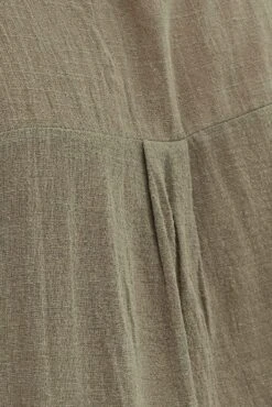 Green Relaxed Shirt Three Quarter Sleeve V-neck -You And All Fashion Store cwc1255 47rb khaki 6