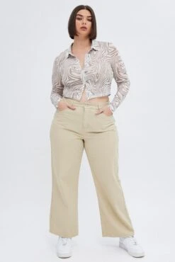 Brown Animal Print Mesh Shirt Long Sleeve -You And All Fashion Store cwc1302 36rb animal pri 3