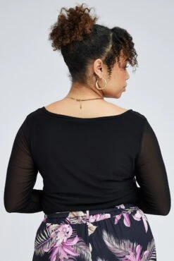 Black Bodysuit Long Sleeve Mesh -You And All Fashion Store cwc1356 34r black 5