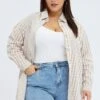 Beige Check Relaxed Shirt Long Sleeve Mixed Check