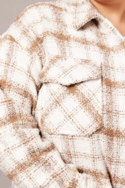 Beige Check Relaxed Shirt Long Sleeve Shacket -You And All Fashion Store cwc1455 35r check 6