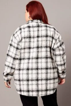 White Check Relaxed Shirt Long Sleeve Shacket -You And All Fashion Store cwc1455b 35rb check 5