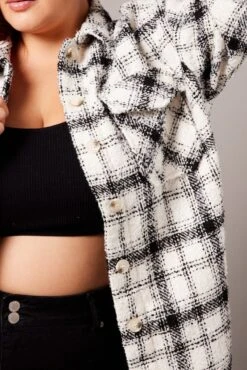 White Check Relaxed Shirt Long Sleeve Shacket -You And All Fashion Store cwc1455b 35rb check 6