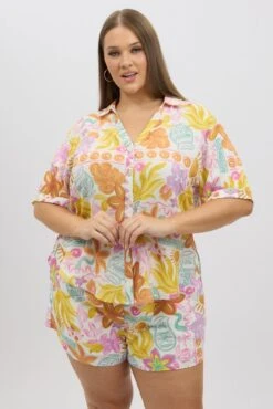 Multi Abstract Relaxed Shirt Short Sleeve -You And All Fashion Store cwc1466ddx 47rb abstract 3