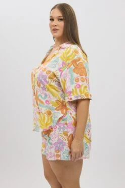 Multi Abstract Relaxed Shirt Short Sleeve -You And All Fashion Store cwc1466ddx 47rb abstract 4