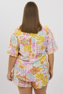 Multi Abstract Relaxed Shirt Short Sleeve -You And All Fashion Store cwc1466ddx 47rb abstract 5