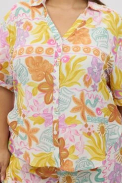 Multi Abstract Relaxed Shirt Short Sleeve -You And All Fashion Store cwc1466ddx 47rb abstract 6