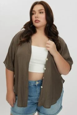 Brown Textured Shirt Short Sleeve -You And All Fashion Store cwc1466qax 47rb mushroom 3