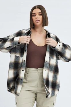 Brown Check Check Shacket -You And All Fashion Store cwc1487 36r check 3