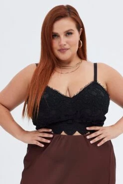 Black Crop Top Sleeveless Lace -You And All Fashion Store cwc1522a 36r black 3