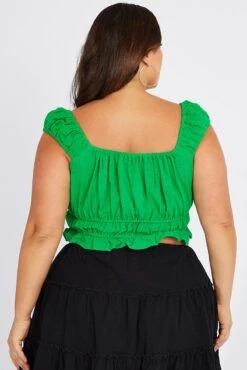Green Crop Top Short Sleeve Ruched -You And All Fashion Store cwc1670 47rb green 5