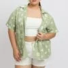 Green Abstract Relaxed Shirt Short Sleeve