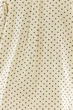 Beige Polka Dot Relaxed Shirt Short Sleeve Linen Blend -You And All Fashion Store cwc1676rrx 47r polka dot 6