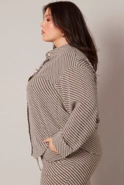 Brown Geo Relaxed Shirt Long Sleeve -You And All Fashion Store cwc1696ax 47rb geo 4