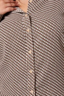 Brown Geo Relaxed Shirt Long Sleeve -You And All Fashion Store cwc1696ax 47rb geo 6