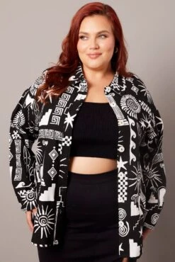 Abstract Relaxed Shirt Long Sleeve Linen Blend -You And All Fashion Store cwc1696hx 47rb abstract 3