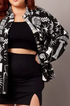 Abstract Relaxed Shirt Long Sleeve Linen Blend -You And All Fashion Store cwc1696hx 47rb abstract 6