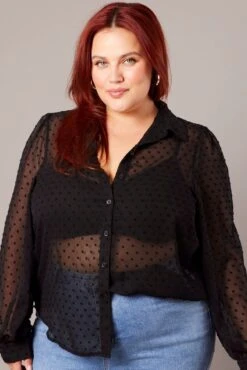 Black Dot Shirt Long Sleeve -You And All Fashion Store cwc2064 36rb black 3