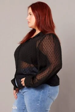 Black Dot Shirt Long Sleeve -You And All Fashion Store cwc2064 36rb black 4