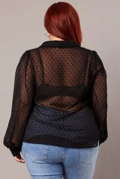 Black Dot Shirt Long Sleeve -You And All Fashion Store cwc2064 36rb black 5