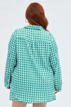 Green Geo Relaxed Shirt Long Sleeve -You And All Fashion Store cwc2110jx 34rb geo 5