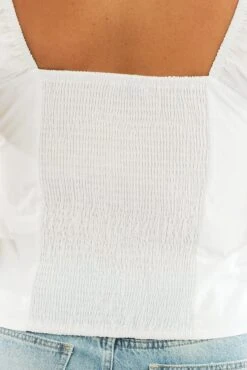 White Sweet Heart Top Short Sleeve Button Front -You And All Fashion Store cwc2294 122r white 6