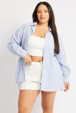 Blue Stripe Relaxed Shirt Long Sleeve