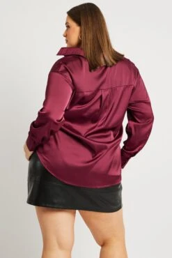 Red Satin Shirt Long Sleeve 10 Red Satin Shirt Long Sleeve -You And All Fashion Store cwc2470a 33r burgundy 5
