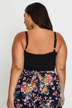 Black Tie Front Bodysuit Sleeveless -You And All Fashion Store cwc25004 81lb black 6 1