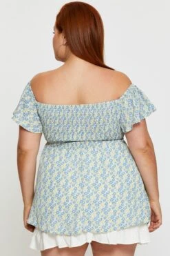Floral Print Off The Shoulder Top Short Sleeve -You And All Fashion Store cwc25447 33lb flroal prt 5