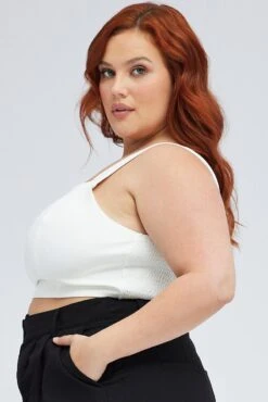 White Crop Top Sleeveless V-wire -You And All Fashion Store cwc31899x 81r white 4