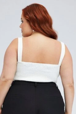 White Crop Top Sleeveless V-wire -You And All Fashion Store cwc31899x 81r white 5