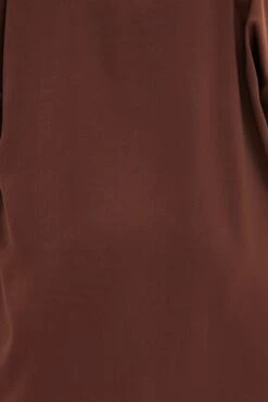 Brown Oversized Shirt Satin Long Sleeve -You And All Fashion Store cwc32118x 36a chocolate 6