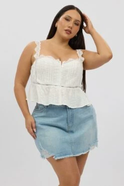 White Crop Top Sleeveless Side Tie