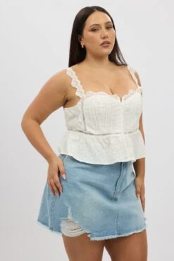 White Crop Top Sleeveless Side Tie -You And All Fashion Store cwc3411 121r white 4