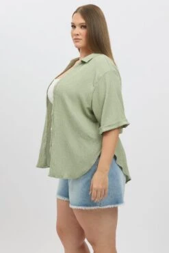 Green Textured Shirt Short Sleeve 9 Green Textured Shirt Short Sleeve -You And All Fashion Store cwc3466tc 47r khaki 4