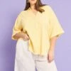 Yellow Textured Shirt Short Sleeve