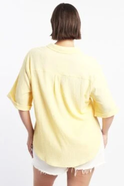 Yellow Textured Shirt Short Sleeve -You And All Fashion Store cwc3466tc 47rb butter 5