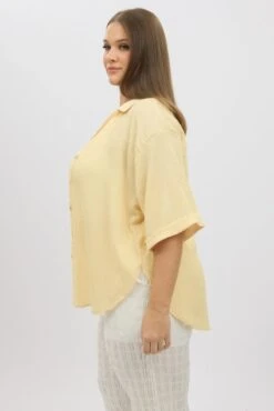 Yellow Relaxed Shirt Short Sleeve Textured 9 Yellow Relaxed Shirt Short Sleeve Textured -You And All Fashion Store cwc3466tt 47r yellow 4