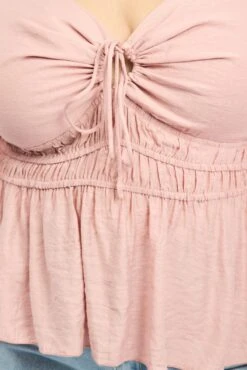 Pink Peplum Top Ruched Bust -You And All Fashion Store cwc3611 126r soft pink 5