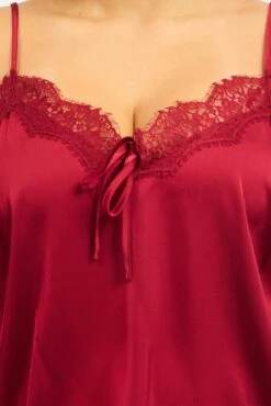 Red Satin Cami Top -You And All Fashion Store cwc3728 123rb burgundy 6
