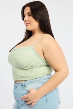 Green Lace Cami Top Textured -You And All Fashion Store cwc3729 129r sage 4