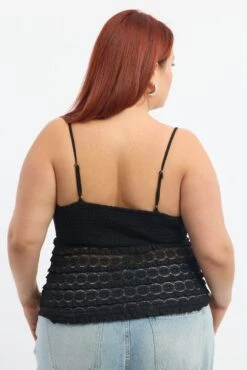 Black Lace Top Sleeveless Ruched Bust -You And All Fashion Store cwc3742 127r black 4