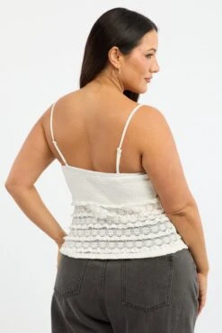 White Lace Top Sleeveless Ruched Bust -You And All Fashion Store cwc3742 127r white 4