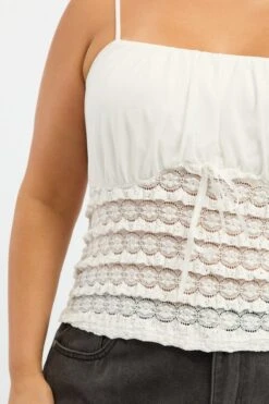 White Lace Top Sleeveless Ruched Bust -You And All Fashion Store cwc3742 127r white 5